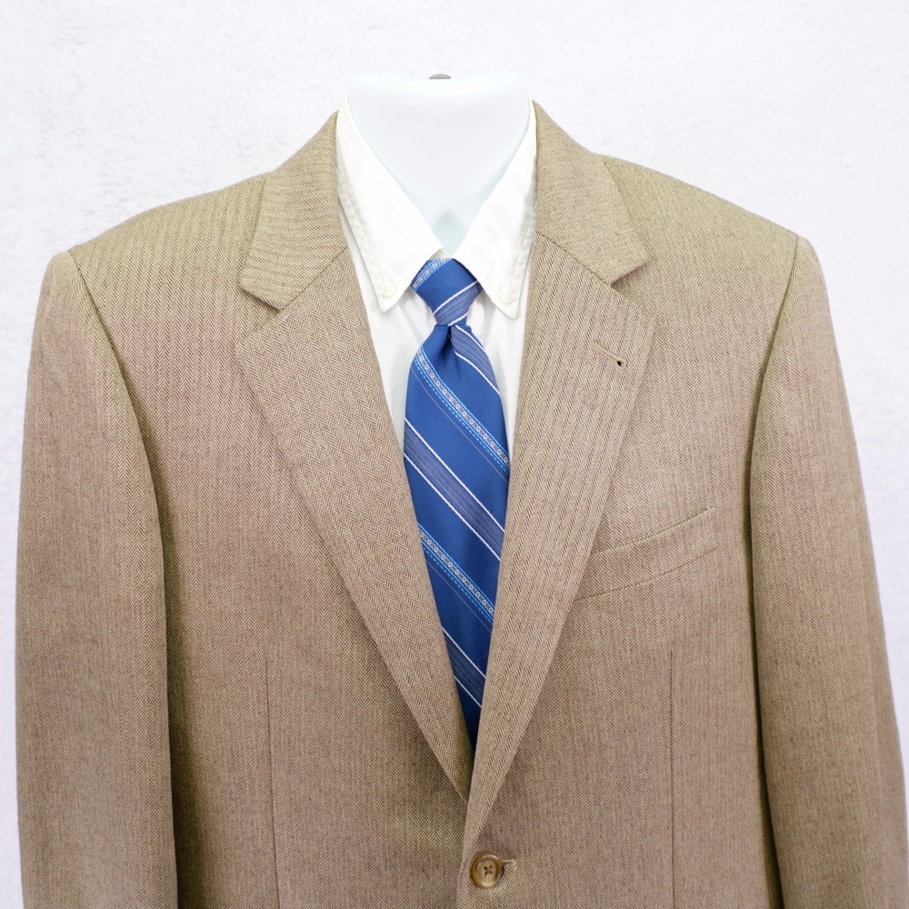 Jos A Bank Signature Collection Tan Herringbone Silk Camel Hair Sport Coat 40R